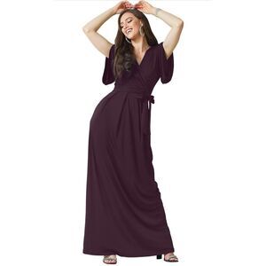 NEW Short Sleeve Cocktail Flowy V-Neck Gown 3X NO BELT